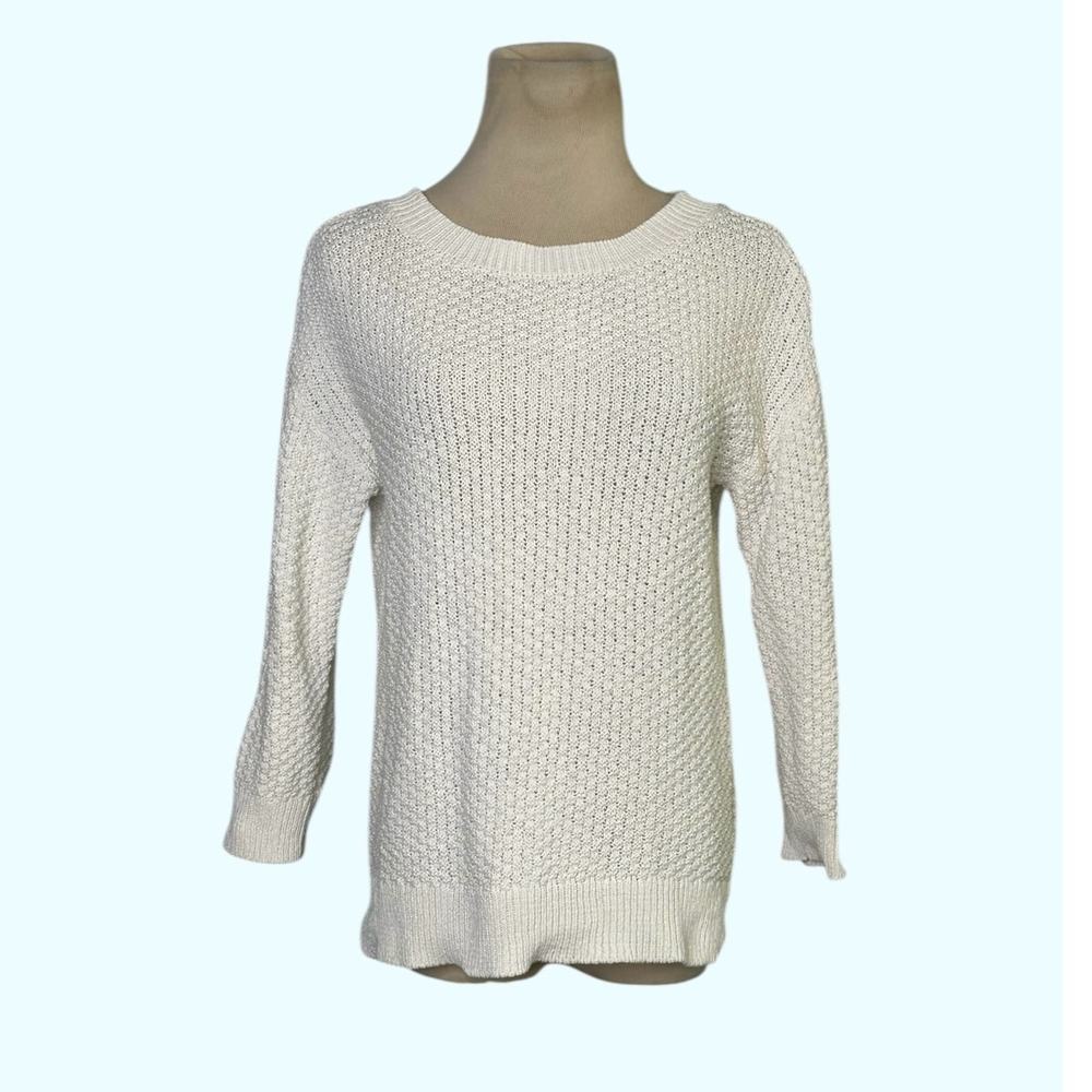 Jusglitty white 3/4 sleeves back laced up sweater size 2
